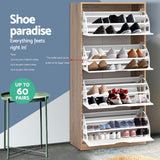 Maroona 4 Tier Shoe Cabinet, White and Wood image 6