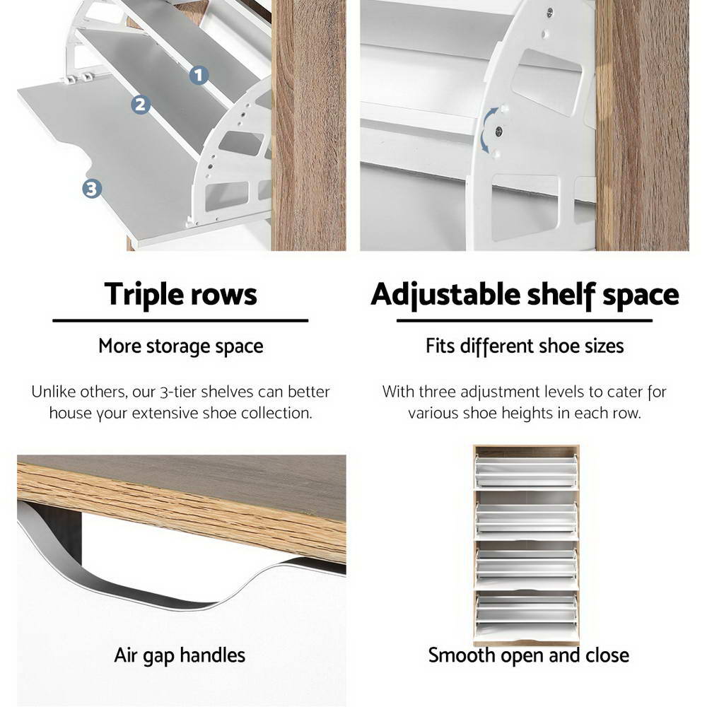 Maroona 4 Tier Shoe Cabinet, White and Wood image 7