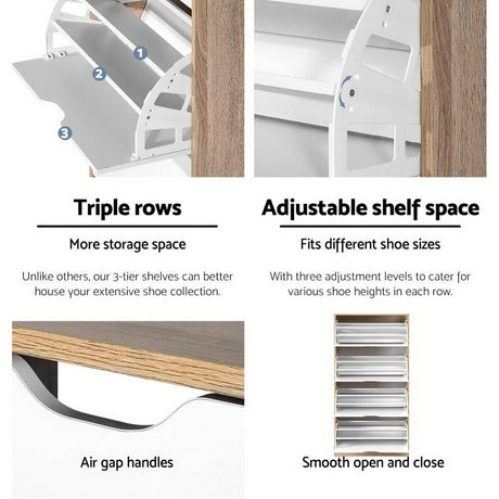 Maroona 4 Tier Shoe Cabinet, White and Wood image 7
