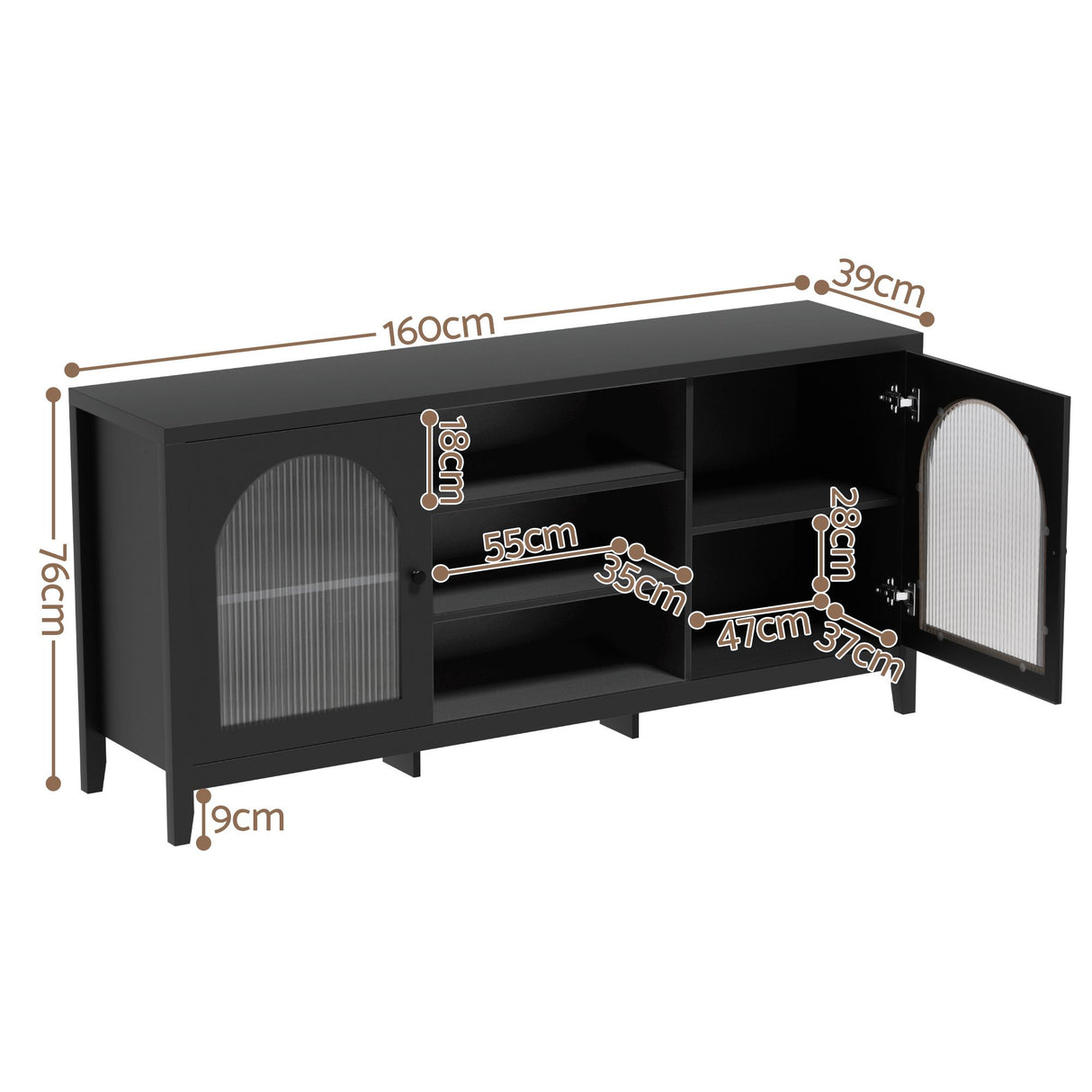 Gol Gol 2 Door Buffet Sideboard, Black