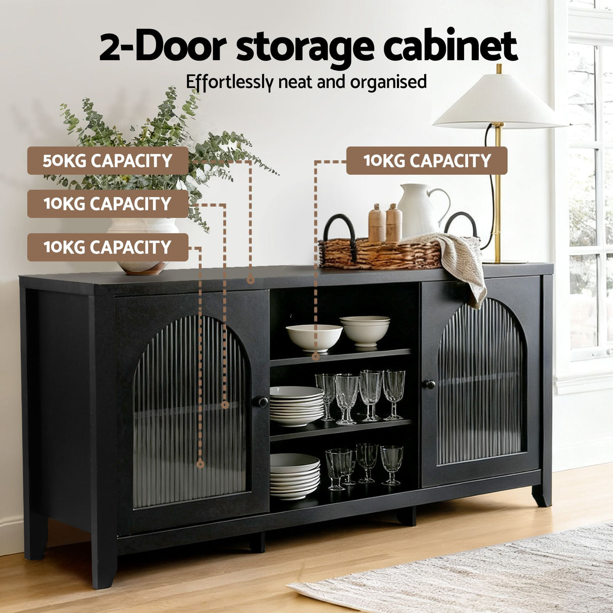 Gol Gol 2 Door Buffet Sideboard, Black