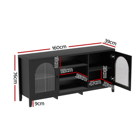 Artiss Black Buffet Sideboard with Shelves and Double Doors — Modern Storage — Allure Home Collections