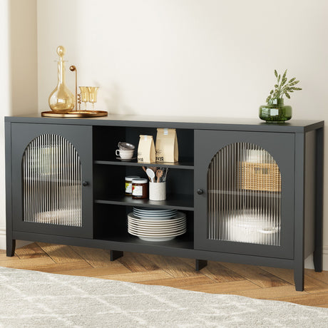 Artiss Black Buffet Sideboard with Shelves and Double Doors — Modern Storage — Allure Home Collections
