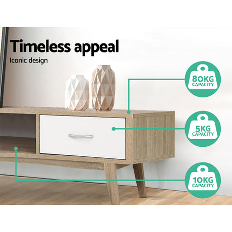 Artiss Gary 180cm Scandinavian TV Cabinet in Oak and White — Allure Home Collections