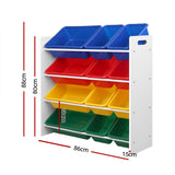 Keezi 4-Tier Toy Storage Shelf with 12 Removable Coloured Bins — Value Pack — Allure Home Collections