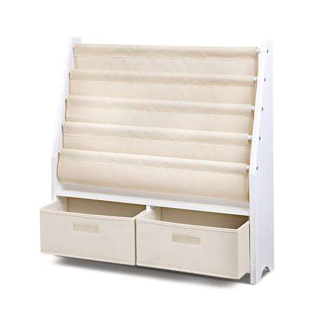 Keezi 4-Tier Kids Bookshelf with Magazine Rack and Drawer — E1 MDF — Allure Home Collections