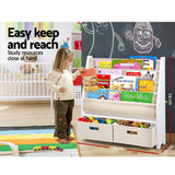 Keezi 4-Tier Kids Bookshelf with Magazine Rack and Drawer — E1 MDF — Allure Home Collections