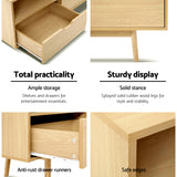 Somerset 120cm natural Scandinavian TV cabinet with tapered wood legs in a modern living room