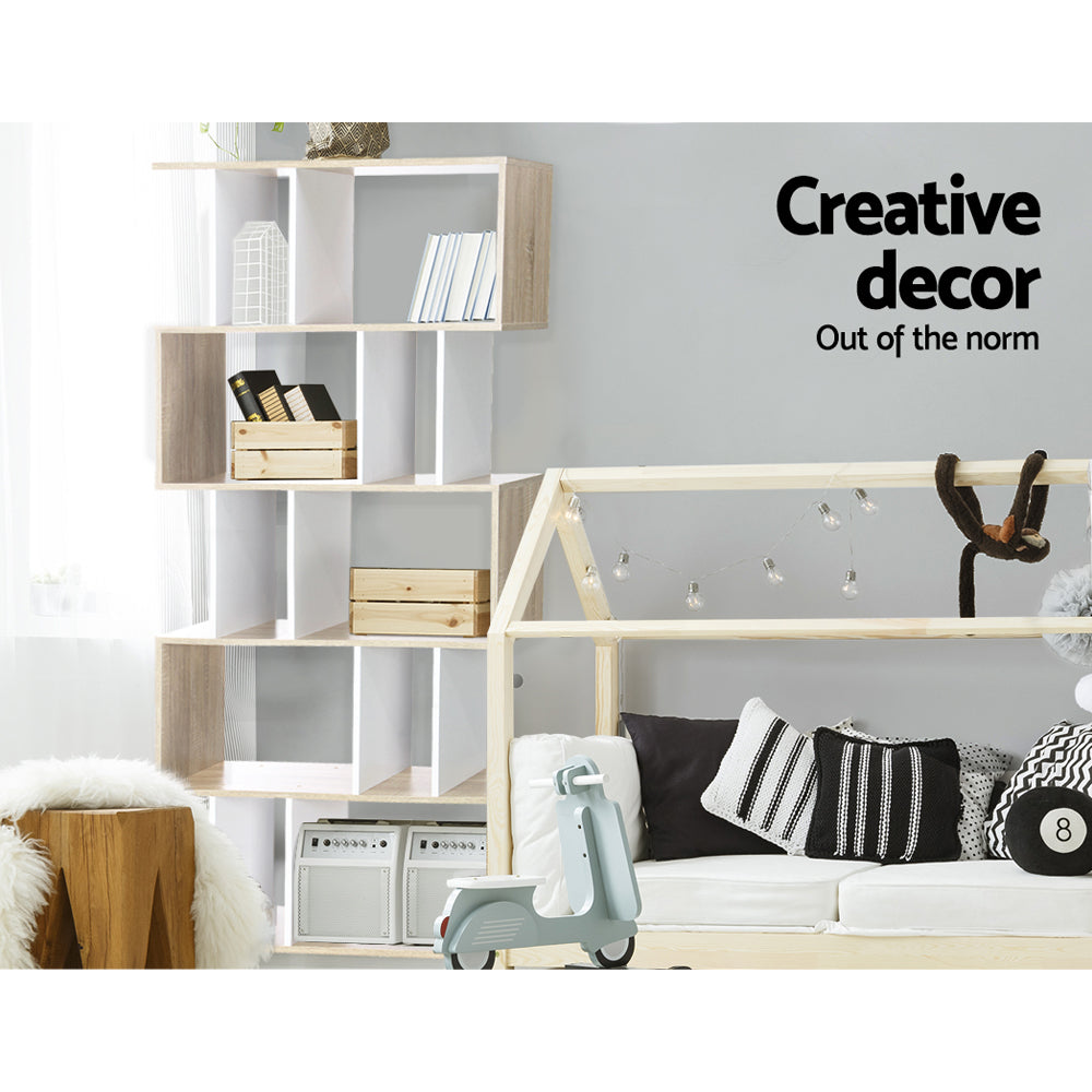 Artiss RITA 5-Tier Bookshelf in White & Oak