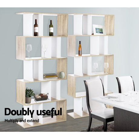 Artiss RITA 5-Tier Bookshelf in White & Oak