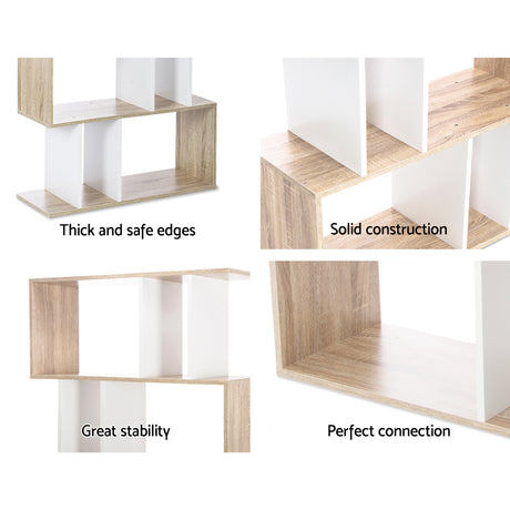 Artiss RITA 5-Tier Bookshelf in White & Oak