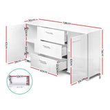 Artiss High Gloss White Buffet Sideboard — Three Drawers, Two Cupboards — Allure Home Collections