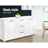 Artiss High Gloss White Buffet Sideboard — Three Drawers, Two Cupboards — Allure Home Collections