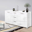 Artiss High Gloss White Buffet Sideboard — Three Drawers, Two Cupboards — Allure Home Collections