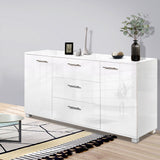 Artiss High Gloss White Buffet Sideboard — Three Drawers, Two Cupboards — Allure Home Collections
