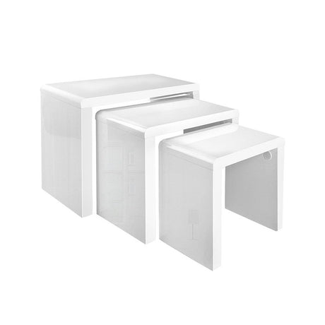 Powelltown Nesting Coffee Table 3pcs, Glossy White
