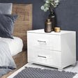 Lismore High Gloss 2 Drawer Bedside Table, White