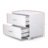 Lismore High Gloss 2 Drawer Bedside Table, White