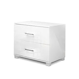 Lismore High Gloss 2 Drawer Bedside Table, White