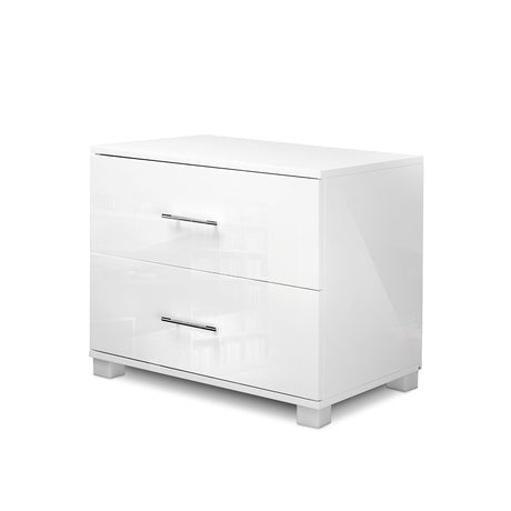 Lismore High Gloss 2 Drawer Bedside Table, White