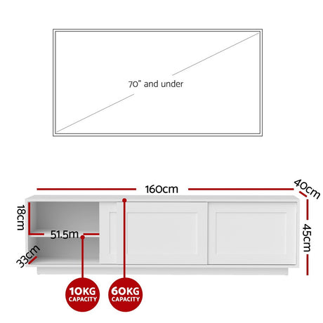 Artiss 160cm White TV Unit with Storage Cabinets — Allure Home Collections