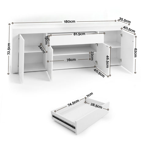 Berri 1 Drawer Buffet Sideboard, White