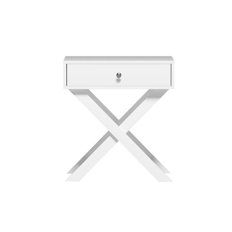 Coraki Cross Leg Bedside Table, White
