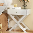 Coraki Cross Leg Bedside Table, White