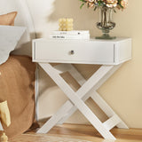 Coraki Cross Leg Bedside Table, White