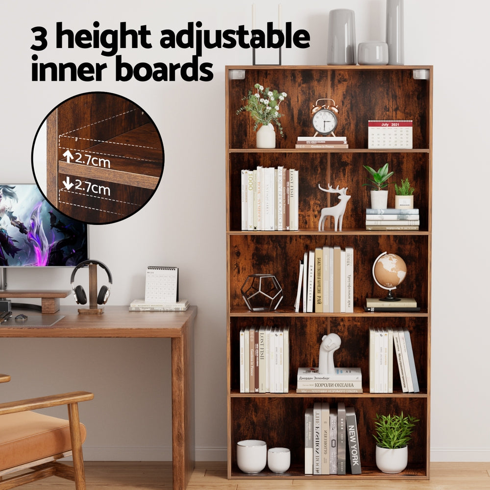 Artiss 5-Tier Walnut Bookshelf — Storage and Display Cabinet — Allure Home Collections