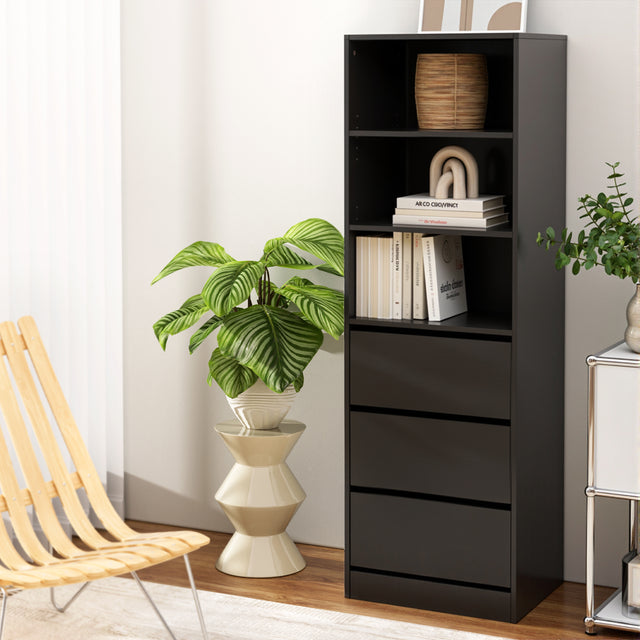 Penrose 3 Drawer Tallboy, Black