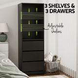 Penrose 3 Drawer Tallboy, Black