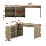 Artiss Alban 130cm Oak Computer Desk with Bookshelf — Allure Home Collections