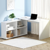 Artiss L-Shaped 130cm White Computer Desk with Bookshelf — Allure Home Collections