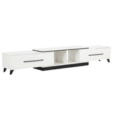 Battery Point white extendable TV cabinet with storage drawers in a modern living room