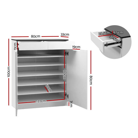 Raglan High Gloss Shoe Cabinet, White image 3