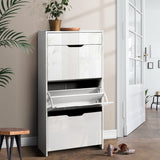 Artiss LUNA 24-Pair White Shoe Rack Cabinet — Children's, Ladies', and Men's Sizing — Allure Home Collections