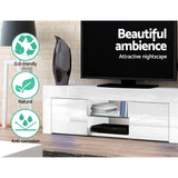 Artiss Ivan 130cm White UV High-Gloss TV Cabinet — Allure Home Collections