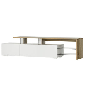 Sandy Bay 180cm low profile wood and white TV cabinet in a living room