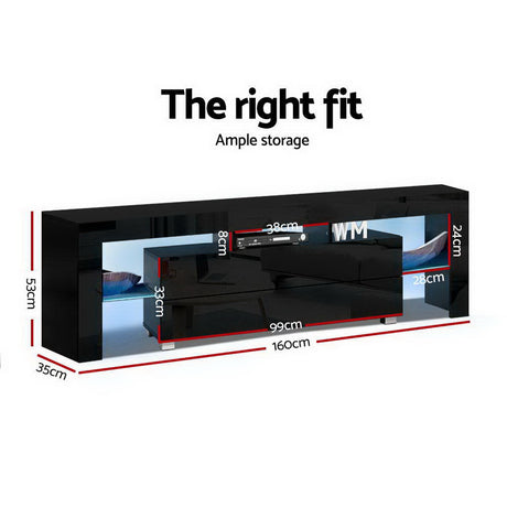 Artiss Elo 160cm Black LED Entertainment Unit — 16 Colours and 4 Modes — Allure Home Collections