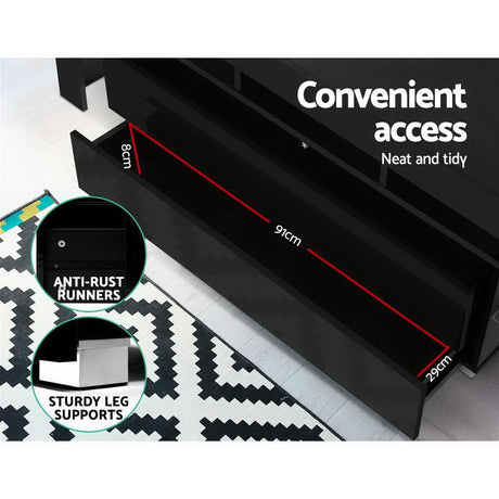Artiss Elo 160cm Black LED Entertainment Unit — 16 Colours and 4 Modes — Allure Home Collections