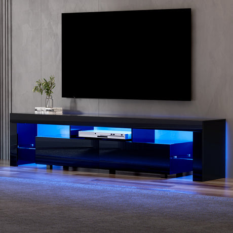 Artiss RGB LED TV Cabinet with High-Gloss UV Finish and Tempered Glass Shelves — Allure Home Collections