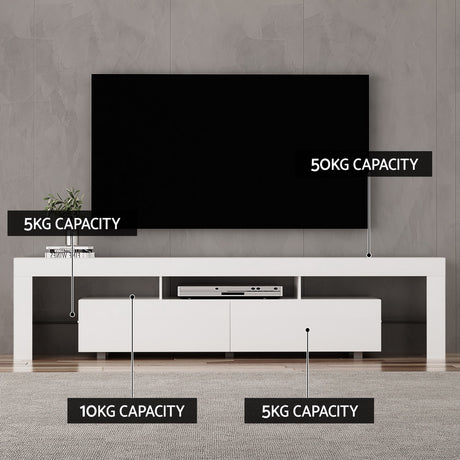 Artiss RGB LED TV Cabinet with High-Gloss UV Finish and Tempered Glass Shelves — Allure Home Collections