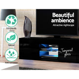Artiss Angus 130cm Black LED TV Cabinet — RGB Lighting with 16 Colours — Allure Home Collections