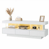 Sandy Bay white 160cm LED entertainment unit with RGB lighting in a modern living room