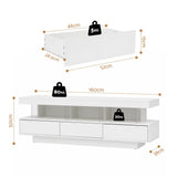 Sandy Bay white 160cm LED entertainment unit with RGB lighting in a modern living room