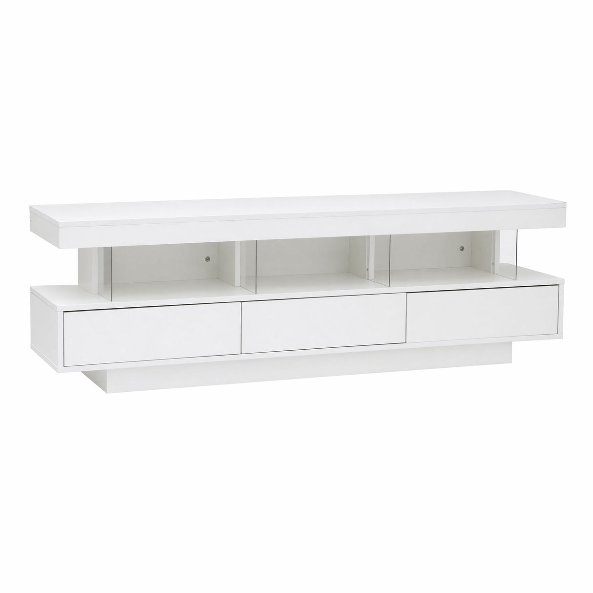 Sandy Bay white 160cm LED entertainment unit with RGB lighting in a modern living room