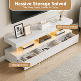 Sandy Bay white 160cm LED entertainment unit with RGB lighting in a modern living room