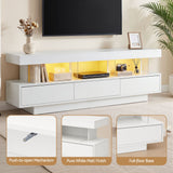 Sandy Bay white 160cm LED entertainment unit with RGB lighting in a modern living room