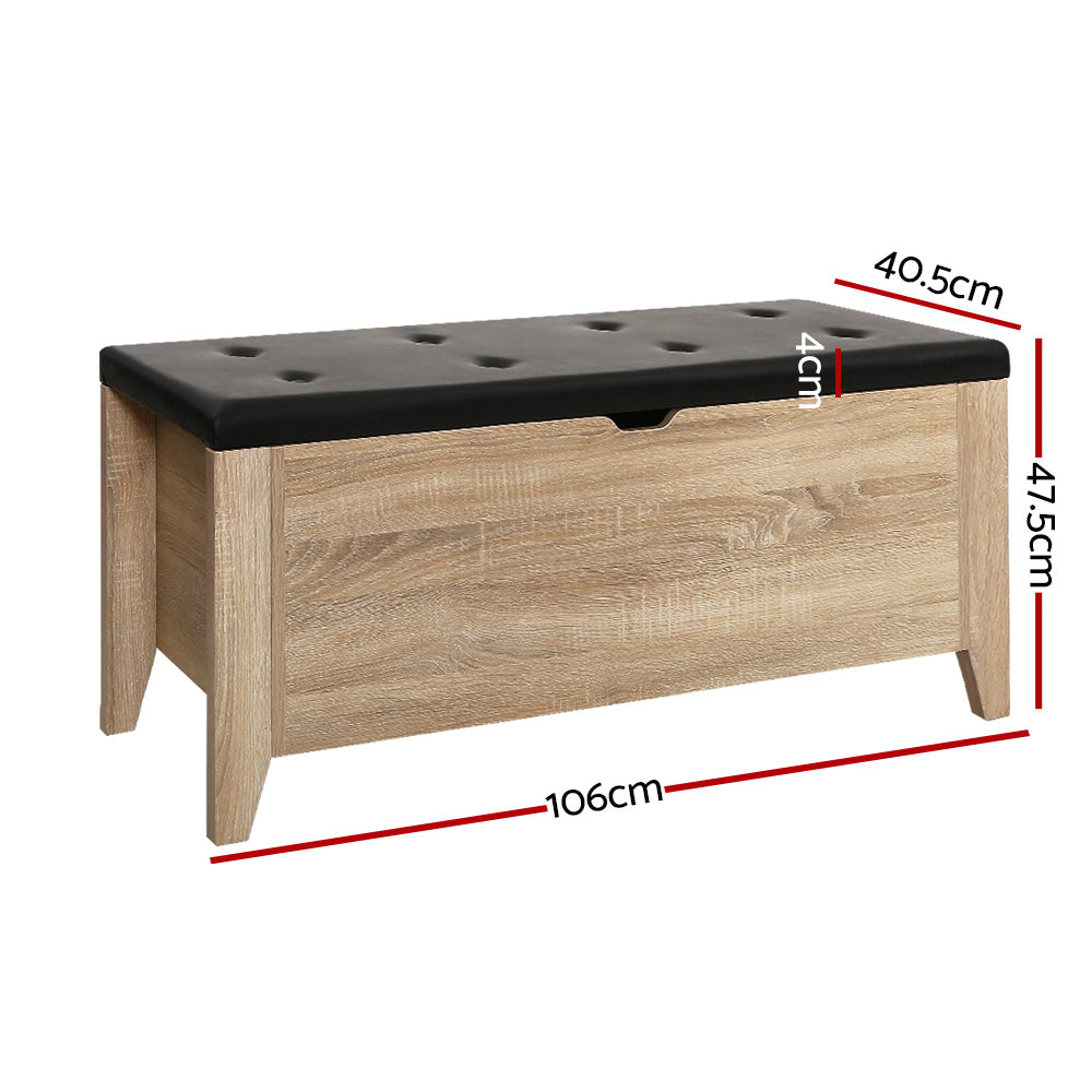 Artiss Storage Ottoman Blanket Box PU Leather with Oak Legs — Allure Home Collections